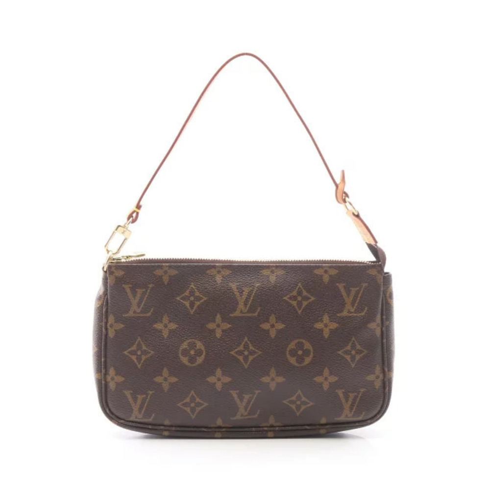 Louis Vuitton Pochette Accessoires Handbag Canvas Leather Monogram Brown